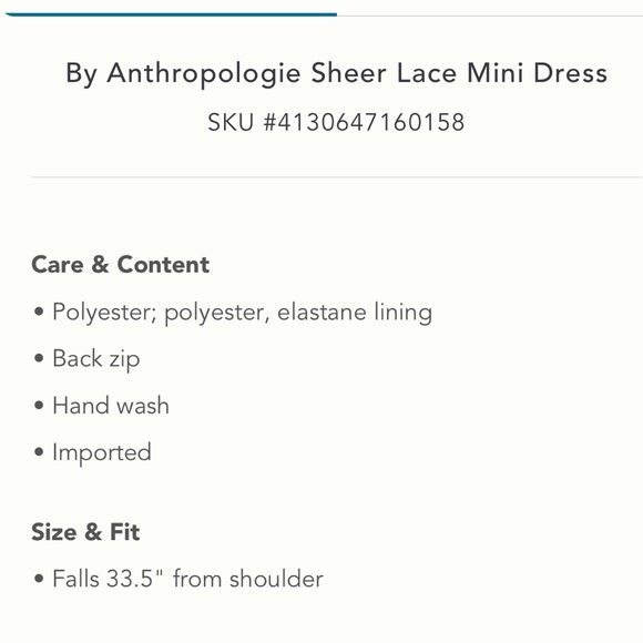 Anthropologie NWT Anthropologie Sheer Lace
Mini Dress Size 00. - Picture 6 of 13